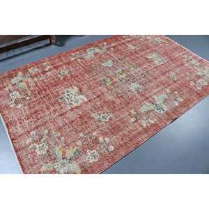 Tapis de 5,1 x 8,2 pieds, tapis turc vintage, tapis abstrait rouge et blanc - Product Image 2