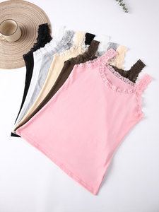 Venta al por mayor de camisetas sin mangas de las mujeres personalizadas de algodón Casual Tops de verano para damas OEM/ODM Fábrica de tallas grandes disponibles - Product Image 4