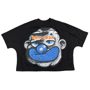 High Quality Streetwear 250 GSM Cotton Cropped Tees for Men Wholesale Heavyweight Boxy Fit Screen Print Graphic <b>T</b> <b>Shirts</b> - Product Image 1