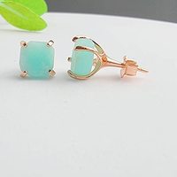 Boucles d'oreilles clous en amazonite brute de 5 à 7 mm plaquées or rose, serties à griffes, faites à la main, délicates et minimalistes, bijoux de naissance pour femmes