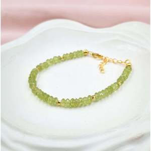 18K Gold Filled & 925 Sterling Silver Peridot Beaded Bracelet <b>Charm</b> <b>Bangles</b> with Pearl As Main Stone - Product Image 1