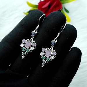 925 Silver <b>Fine</b> <b>Stud</b> <b>Earrings</b> with Natural Gemstones Multi-Color Emerald Ruby Sapphire Wedding <b>Earrings</b> - Product Image 4