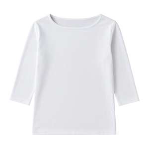 Camiseta Blanca de Manga 3/4 con Cuello Redondo para Mujer, 100% Algodón Orgánico de Lujo, Preencogido, Certificado GOTS, Ajuste Clásico, Suave y Premium - Product Image 1