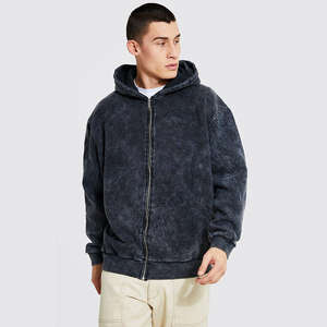 Fabricante personalizado peso pesado vintage Moda unisex ropa de calle de gran tamaño lavado ácido sudaderas con capucha en blanco más tamaño sudaderas con capucha para hombres - Product Image 4