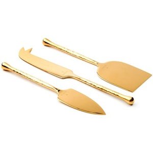 ชุดมีดสแตนเลสสตีลเคลือบทองแบบพรีเมี่ยมชุดมีด3ชิ้นทำจากกระจกที่สมบูรณ์แบบอุปกรณ์บนโต๊ะอาหารที่มีสไตล์สำหรับชีส - Product Image 2