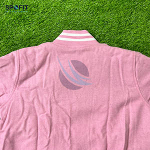 Veste universitaire de qualité supérieure pour hommes et femmes 100% laine couleur rose Couple vestes en gros Baseball Letterman vestes 2025 - Product Image 3