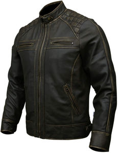 Chaqueta Bomber de Cuero Genuino para Hombre, Color y Logotipo Personalizados, Diseño Frontal de Tela de Lona, Alta Calidad, Estilo Motero de Invierno - Product Image 2