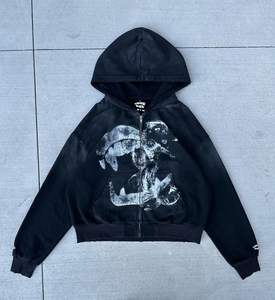 Men's Heavy Weight 100% Organic Cotton Vintage <b>Thermal</b> <b>Hoodie</b> Acid Washed Pullover Embroidered Distressed Fleece Winter - Product Image 3