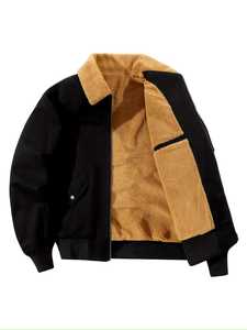 Wholesale <b>Patchwork</b> Bomber <b>Jacket</b> for Men Warm Winter Wear Custom Logo Front Pocket Casual Waterproof Breathable Windproof - Product Image 2