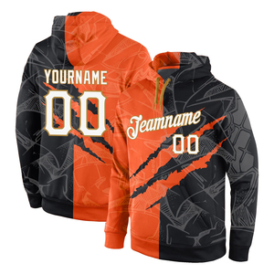 Jersey deportivo de algodón 100% cosido personalizado, Sudadera con capucha de otoño, Sudadera con capucha, diseño de apliques con patrón de grafiti 3D de Oro viejo blanco - Product Image 6