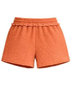 Pantalones Cortos de Sherpa Color Naranja Óxido para Mujer, Cómodos, Suaves, de Felpa, para Estar en Casa, Cintura Elástica con Cordón, Casuales, para Invierno - Product Image 2