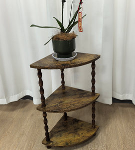 Table console d'angle en bois avec étagère de rangement à 3 niveaux, table d'appoint, étagère gain de place pour le salon - Product Image 1