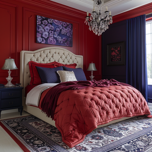 ORIENT LA VIE 2024 AI 3D Concept Design Art Deco Home <b>Furniture</b> Bold Red Purple Blue Interior Palette for Modern Living Room - Product Image 4