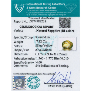 พลอยไพลินทรงมาร์คีส์สองสีธรรมชาติ (พิทัมบารี)-7.12 กะรัต รับรองโดย GIA พลอยเจียระไนแบบหลวม - Product Image 4
