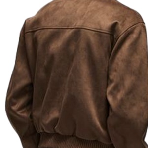 Blouson aviateur vintage en daim avec logo personnalisé Nouveaux produits en cuir véritable marron fermeture à glissière de service OEM solide vente en gros - Product Image 5