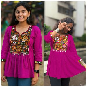Festival Wear Rayon de couleur incroyable avec Gamthi Lace et Kodi Lace Kurti Fabricant en gros et exportateur de Surat - Product Image 3