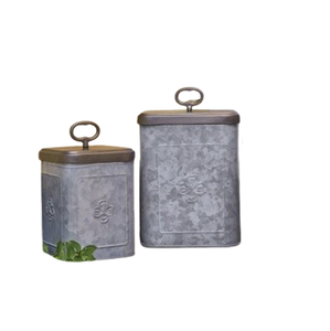 Recipiente de cocina vintage de calidad superior, contenedor de metal galvanizado para almacenamiento de alimentos y mesa para uso doméstico - Product Image 1