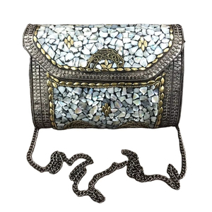 Pochette de mosaïque en métal de mariée de concepteur fait à la main fabriqué en Inde à la main exclusif soirée dames embrayages de mosaïque en métal - Product Image 1