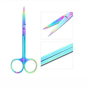 Ciseaux à cuticules courbes en acier inoxydable multicolores compacts, trou carré, poignée antidérapante pour les kits de soins des ongles de voyage, salon - Product Image 5