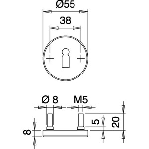 Paire de rosettes pour clés en acier inoxydable 55 avec écusson F00 de 8 mm d'épaisseur, porte-clés ronds en métal EDI BB - Product Image 3