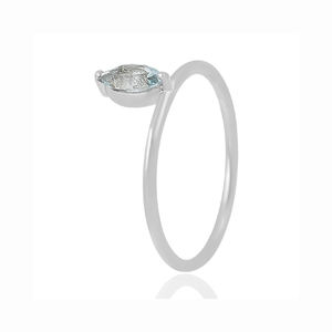 แหวนพลอยบุษราคัมสีฟ้าธรรมชาติสีเงิน925มินิมอลแบบคลาสสิกน่ารักขายดีที่สุดสำหรับงานปาร์ตี้ในโอกาสต่างๆ - Product Image 2