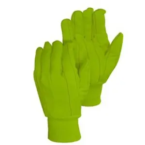 HI-VIS Groene Dubbele Palm Canvas Met Gebreide Pols Mannen Werken Handschoenen/Katoen Industriële Veiligheid Handschoenen