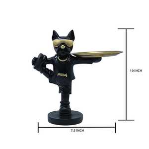 Dapper Bulldog Valet Tray | <b>Resin</b> Dog Figurine with Golden Accents - Product Image 2