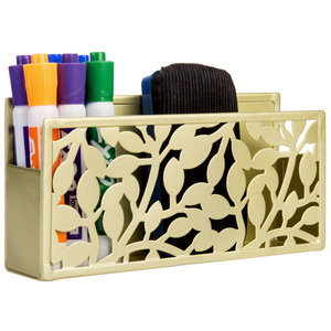 Gold Metal Magnetic <b>Dry</b> <b>Erase</b> <b>Marker</b> Holder for Whiteboard <b>Markers</b> & Accessories Storage Organizer with Floral Cutout Design - Product Image 6