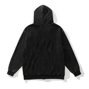 Street Fashion Zipper Hoodies Hip Hop Gothique Lâche Acide Lavage En Plein Air Hoodies Sur Mesure Hommes Vintage À Capuche - Product Image 5