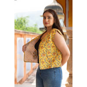 <b>Women's</b> Floral Print Puffer Vest <b>Knitted</b> <b>Waistcoat</b> with Embroidery Vintage Decoration for Spring Winter Parties Outer Wear - Product Image 6