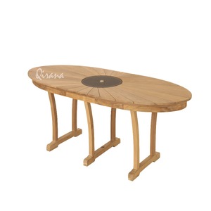 โต๊ะอาหารทรงรีพับได้ รุ่นพรีเมียมหรูหรา ทำจากไม้สัก สำหรับใช้กลางแจ้ง ลานบ้าน โกดัง โรงแรม ร้านอาหาร คาเฟ่ - Product Image 1