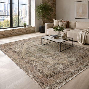 Alfombra Lavable Tradicional Bergama Cocoa RW7033 de Rug Weavers, Venta al por Mayor, Chenilla Lavable, 10 Tamaños - Product Image 1