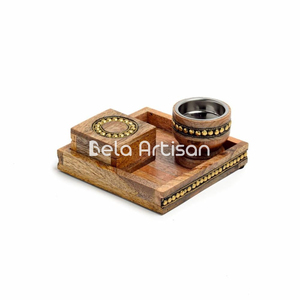 El más vendido Bela Artisan Pearl Inlay Mubkhar Bakhoor Quemador Bandeja Incienso de madera y difusor de aromaterapia Juego popular en Kuwait - Product Image 2