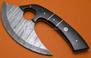 Cortador de Pizza de Damasco multiusos Tang completo tradicional hacha para picar carne cuchillo de utilidad con Funda de cuero - Product Image 6