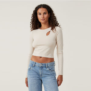 Vêtements de rue légers à col rond décontractés à la mode OEM personnalisés chemises à manches longues pour femmes de haute qualité - Product Image 1