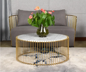 กาแฟราคาถูกและชาโต๊ะโลหะกลมตกแต่งหรูหราสําหรับห้องนั่งเล่น - Product Image 6