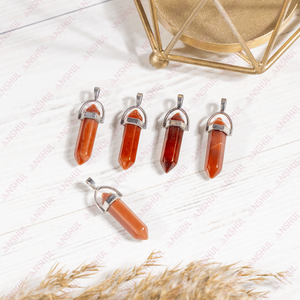 Pendentif en cornaline rouge à double pointe, cristal naturel de guérison pour la méditation et l'équilibre énergétique, vendu dans le monde entier - Product Image 4