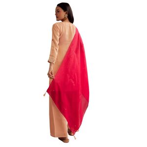 Peach Thread Moti Kurta Palazzo Dupatta traje al por mayor mujeres étnicas OEM ropa fábrica proveedor a granel conjunto de moda personalizado - Product Image 5