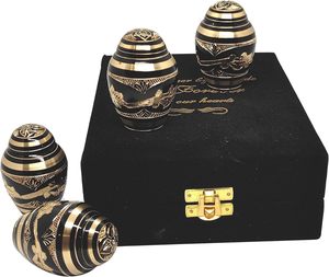 Classic <b>Small</b> Mini Cremation Keepsake <b>Urns</b> <b>for</b> <b>Human</b> <b>Ashes</b> Set of 4 - Black Colour - Product Image 6