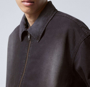 Streetwear de haute qualité Veste de travail lavée vintage Logo personnalisé Vestes pour hommes en toile de coton de fitness décontractée en plein air - Product Image 5