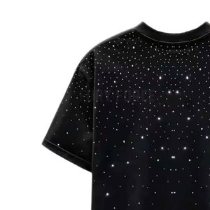 Ropa de calle Último diseño Hombres Camisetas con diamantes de imitación Color sólido Tamaño adulto Hombres Camisetas con diamantes de imitación - Product Image 3