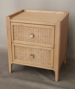 Bella Dormitorio Colección 2 Cajones Mesita de noche Muebles de dormitorio elegantes con acabado natural para el hogar moderno y clásico - Product Image 2
