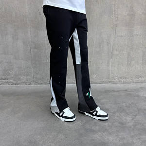 Pantalones de chándal acampanados informales de alta calidad con logotipo personalizado, pantalones de chándal acampanados apilados con cintura elástica de retazos para hombre - Product Image 1