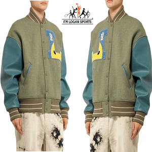 Best Quality In Different Design With Solid Color stylish <b>Leather</b> Wool <b>Jacket</b> Custom Made <b>Men</b> <b>Jacket</b> BY FM LOGAN SPORTS - Product Image 5