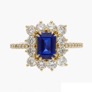 14K Oro 1.13CTW Anillo de halo de diamante natural Anillo de compromiso de diamante de corte brillante redondo clásico elegante con chapado en rodio - Product Image 5