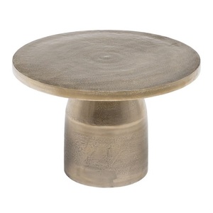Mesa de centro para sofá moderno, mesa de centro de baja altura con acabado dorado y tapa redonda para muebles de sala de estar y dormitorio - Product Image 1