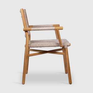 Chaise de salle à manger Verano en teck massif de haute qualité avec corde tressée, idéale pour l'intérieur et l'extérieur - Product Image 4