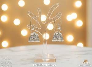 Fancy Style Party Wear Oxidised <b>Silver</b> <b>Jhumka</b> Earrings Beautiful Antique Design Perfect for Weddings Festivals and Casual Wear - Product Image 3