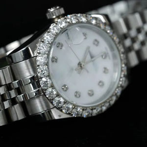 Haute qualité unisexe analogique diamant cadran montre élégant Hip Hop Style Unique en acier inoxydable bande cadran en verre résistant à l'eau - Product Image 4