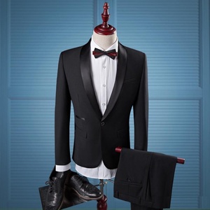 Traje de chaqueta ajustada personalizada para hombre, conjunto de dos piezas, de boda, Formal, con solapa y esmoquin, 3 uds. - Product Image 4